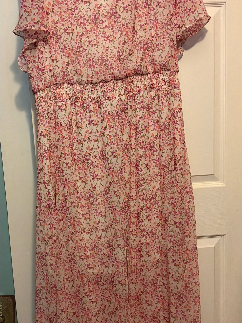 CeCe Pink & Cream Floral Maxi Skirt